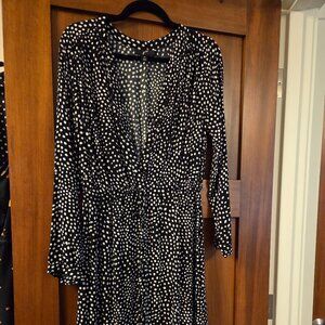 GNW Blk/Wht Polka Dot Midi Dress Size M